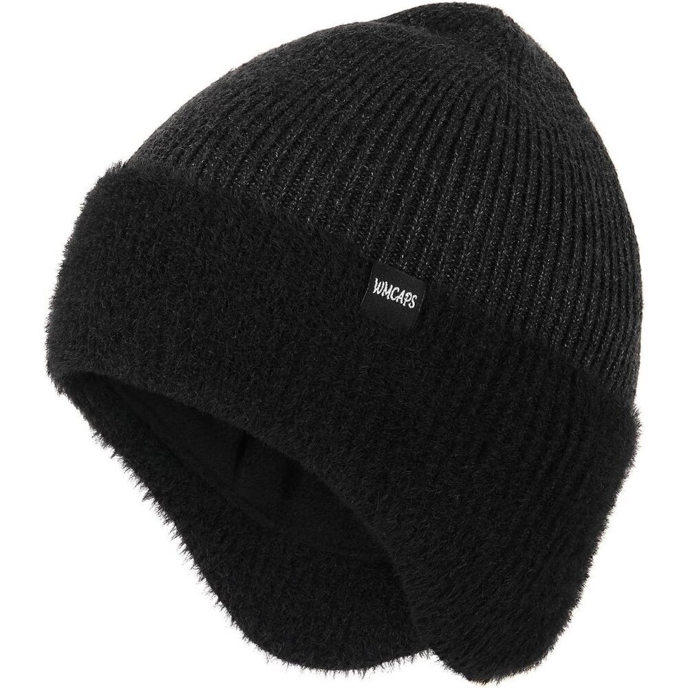 Unisex Slate Grey Fleece Thermal Lined Knit Warm Earflap Classic Stocking Cap